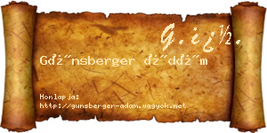 Günsberger Ádám névjegykártya