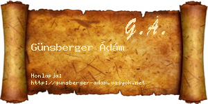 Günsberger Ádám névjegykártya